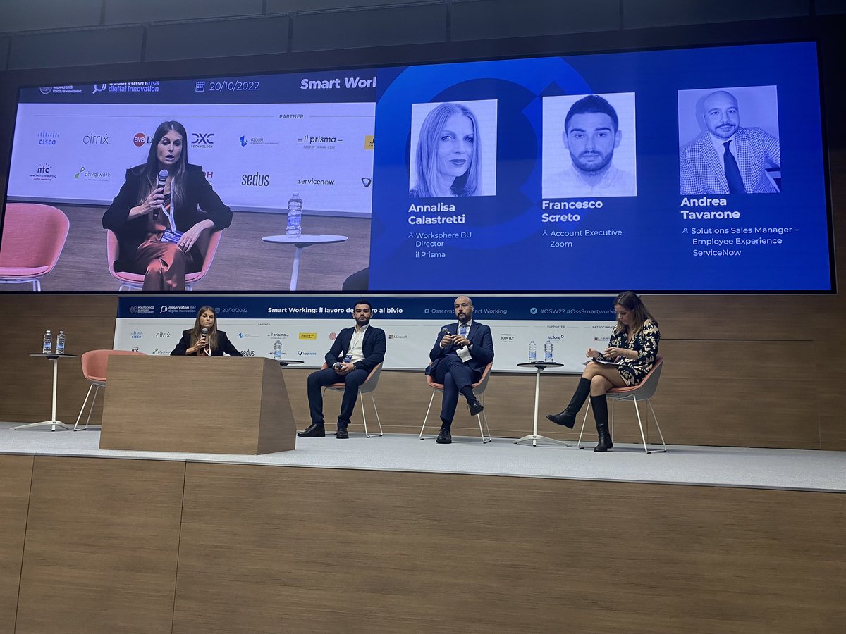 Annalisa Calastretti <a href="/ilPrisma/">Il Prisma</a> "progettalizzazione degli spazi volta anche a creare esperienze affinché i dipendenti siano motivati: collaborazione, socializzazione, sostenibilità, inclusione, benessere, formazione. Creare spazi non realizzabili a casa" #OSW22