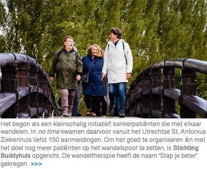 SportKnowhowXL's tweet photo. Stichting Buddyhuis is met ‘wandeltherapie’ genomineerd voor de Nederlandse Loterij in Beweging-prijs. We spraken initiatiefnemer Femke Riel > https://t.co/xyyvfkdrUa https://t.co/LySxJlk9Ta