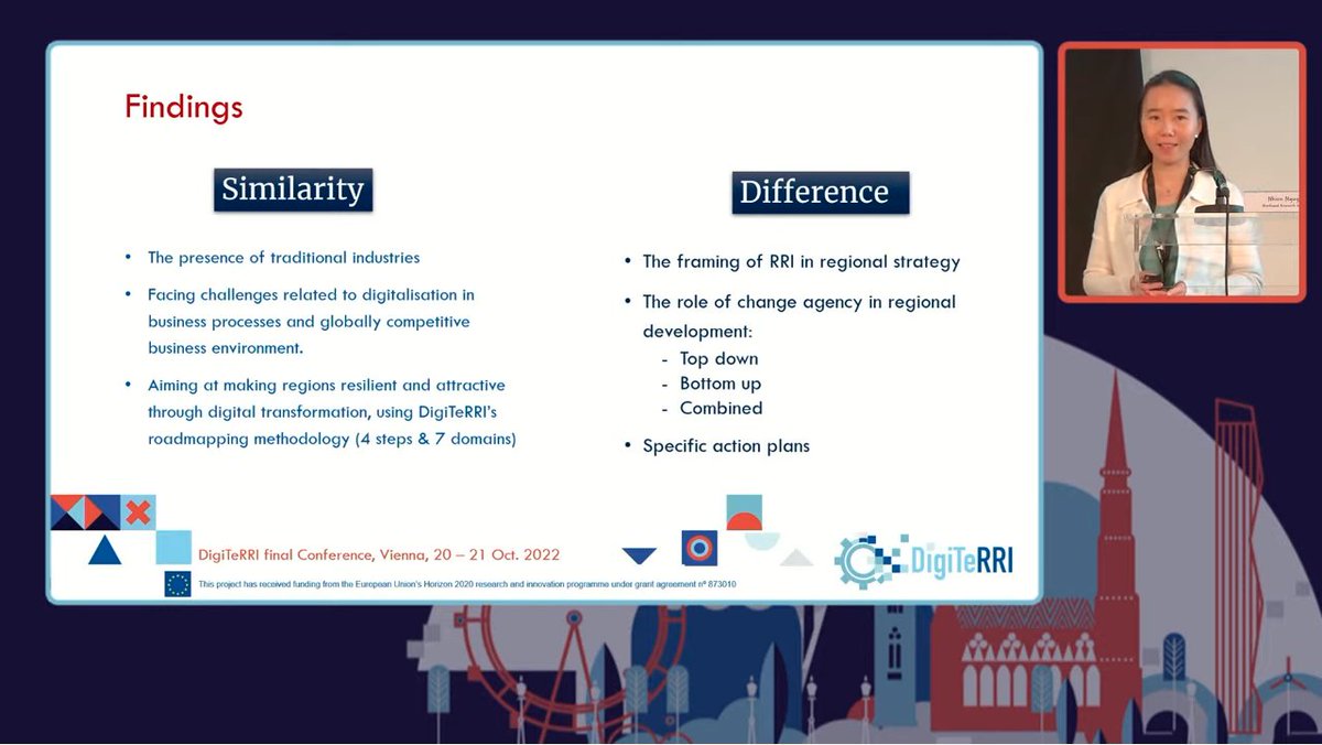 🗣️ <a href="/nhien/">Nhien Nguyen</a> from the <a href="/Nforsk/">Nordlandsforskning - Nordland Research Institute</a> presents a comparison of 3 territories' roadmaps and chairs the following session on The roadmaps in Styria, Värmland, and Grand Est with the participation of the 3 territories' leaders.

Follow online:
🔴 youtube.com/watch?v=GQjlD6…

#DigiTeRRIConference