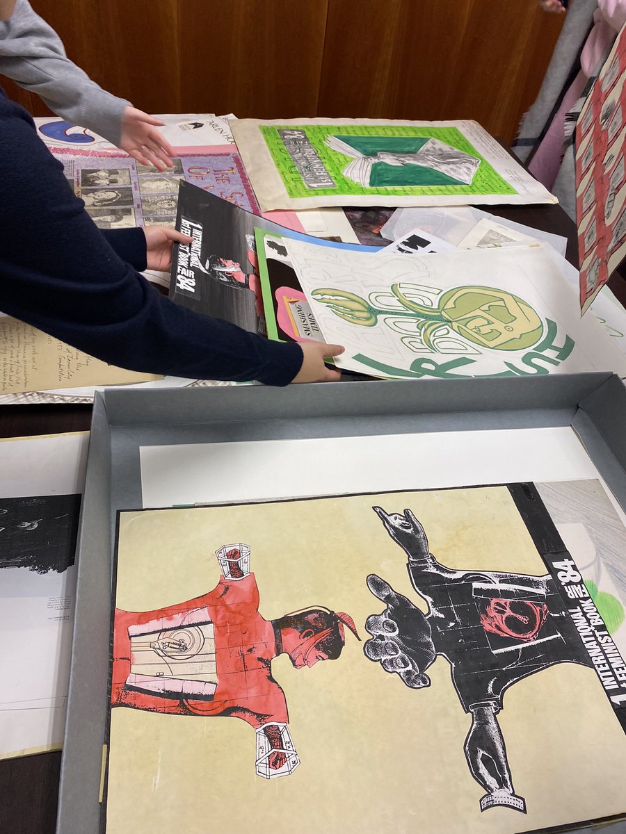 EnglishUCC's tweet photo. Our sending BA English second year Special Topics group has the chance to thumb through Attic Press archival material this morning. Particular favourite artifacts were the posters and zines https://t.co/fYu6Rdik8z
