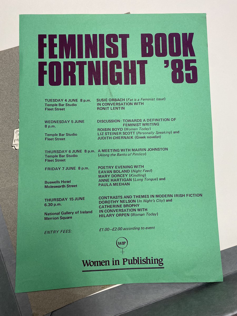 EnglishUCC's tweet photo. Our sending BA English second year Special Topics group has the chance to thumb through Attic Press archival material this morning. Particular favourite artifacts were the posters and zines https://t.co/fYu6Rdik8z