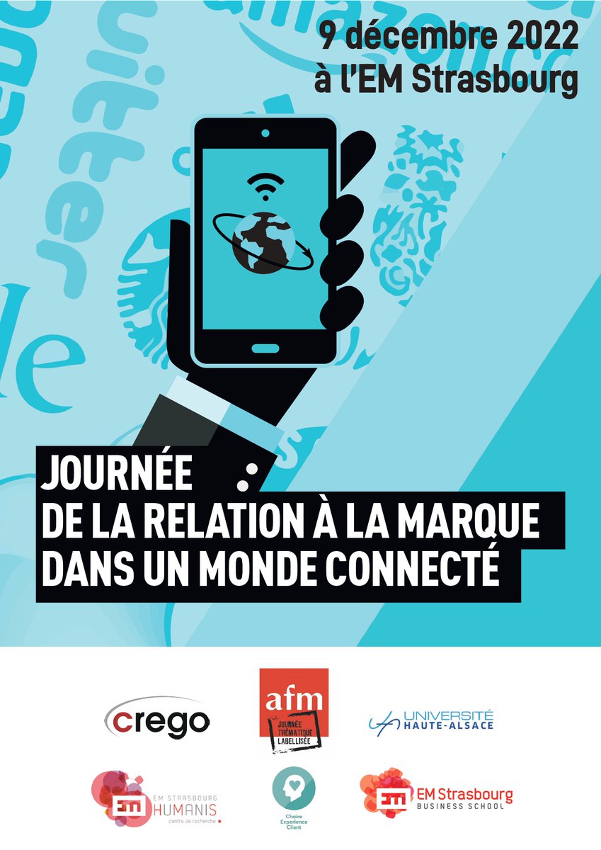 CREGO_EA7317's tweet photo. Le laboratoire Humanis et le CREGO organisent la 4ème JR2MC « Journée de la Relation à la Marque Dans Un Monde Connecté » qui aura lieu le 09 décembre 2022 à l'@EMStrasbourg🤳🏻

Plus d'informations sur : https://t.co/NQocnYGegS

@univbourgogne, @fc_univ, @UHA68 https://t.co/PxbtGdsyWv