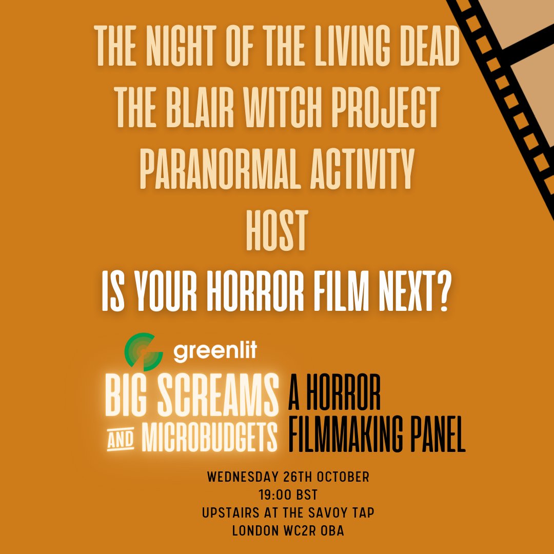 greenlitfund's tweet image. The horror genre has a long history of microbudget megahits. How can you add your horror film to that list? Learn how Greenlit's next panel event: eventbrite.co.uk/e/big-screen-s… #microbudget #filmmaking #horror