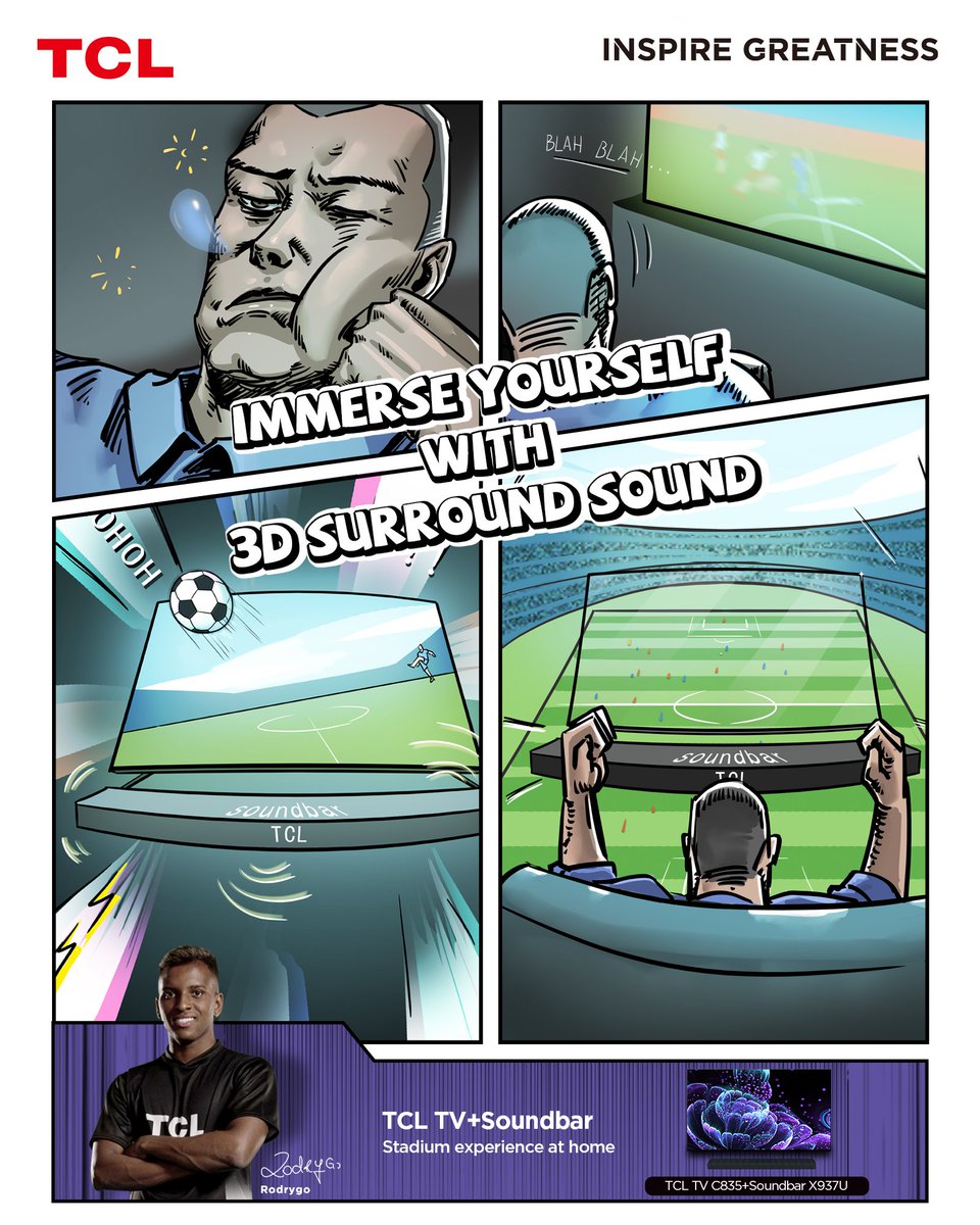mgsoutlets's tweet image. Late-night matches are so boring if moments of brilliance don’t show up…Yet these moments are the reasons for staying up so late. Guess it’s time for a new #TCLTV + #TCLSoundbar for an immersive experience to enjoy the beautiful game with 3D surround sound and clear &amp;amp; pure color