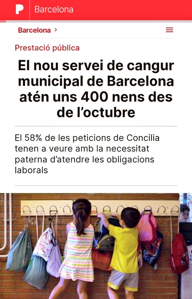 Ha estat necessària l'arribada de <a href="/bcnencomu/">Barcelona En Comú</a> a l'Ajuntament de #Barcelona per a crear un nou servei de cangur municipal  gratuït per a ajudar a la conciliació.