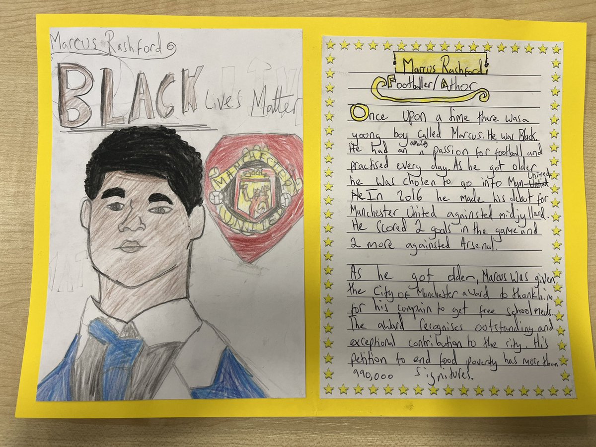 SRAPrimary's tweet photo. Year 6 have used ‘Good Night Stories for Rebel Girls’ to inspire them to write their very own, based on inspirational black people- both modern day and historical #BlackHistoryMonth #SCHOLAR #SocialAwareness @SRALibrary_ https://t.co/71w9wAGdRw