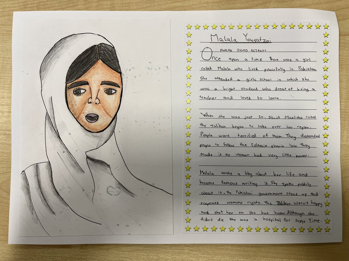 SRAPrimary's tweet photo. Year 6 have used ‘Good Night Stories for Rebel Girls’ to inspire them to write their very own, based on inspirational black people- both modern day and historical #BlackHistoryMonth #SCHOLAR #SocialAwareness @SRALibrary_ https://t.co/71w9wAGdRw