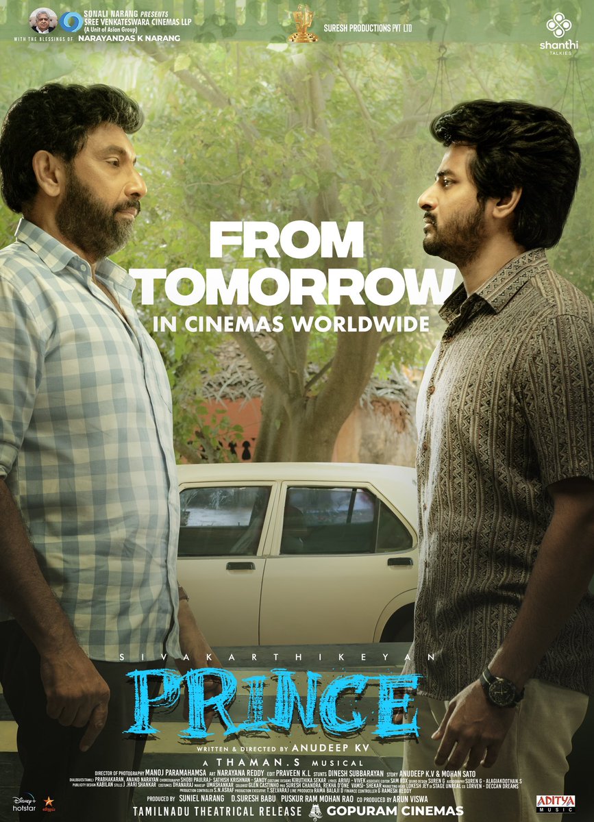 Watch the Festive Family Entertainer #Prince🕊️ in Theatres From Tomorrow!! 🪔 Book Your tickets now bit.ly/PrinceBMS bit.ly/PrincePaytm bit.ly/PrinceTicketNew #PrinceDiwali💥 #PrinceOnOct21st @Siva_Kartikeyan @anudeepfilm @maria_ryab @musicthaman