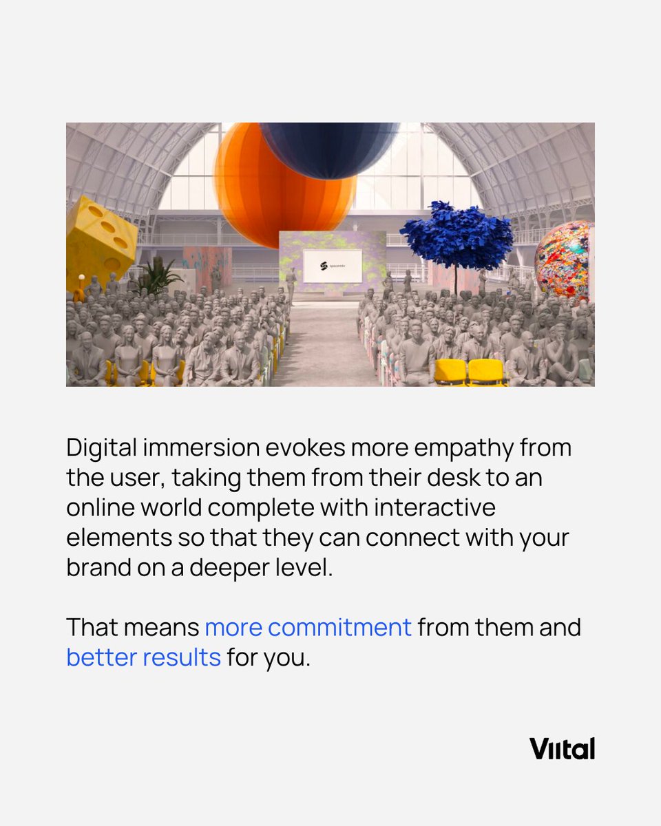Viital_io's tweet image. What do #ImmersiveWebExperiences do? 💭

✅ Give Users the chance to explore new, #virtual environments.
✅ Allows viewers to #connect with your brand on a deeper level.
✅ #Engage Users with a more focused and exciting viewing experience.

Learn more: bit.ly/3eft9HK