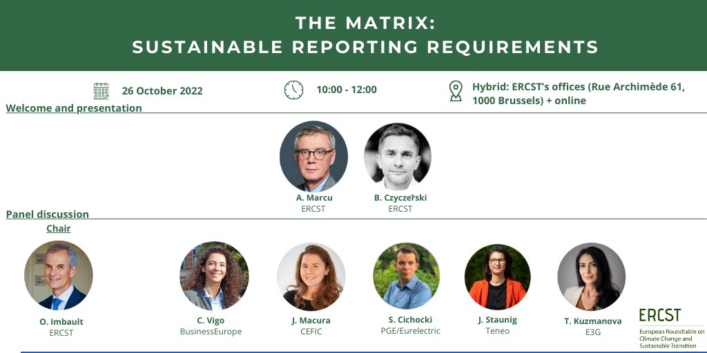 🗓 Join us on October 26th for our event 'The matrix: sustainable reporting requirements', in which we discuss the challenges and the best way forward in the sustainability reporting framework. ➡️Register here: ercst.org/event/the-matr…