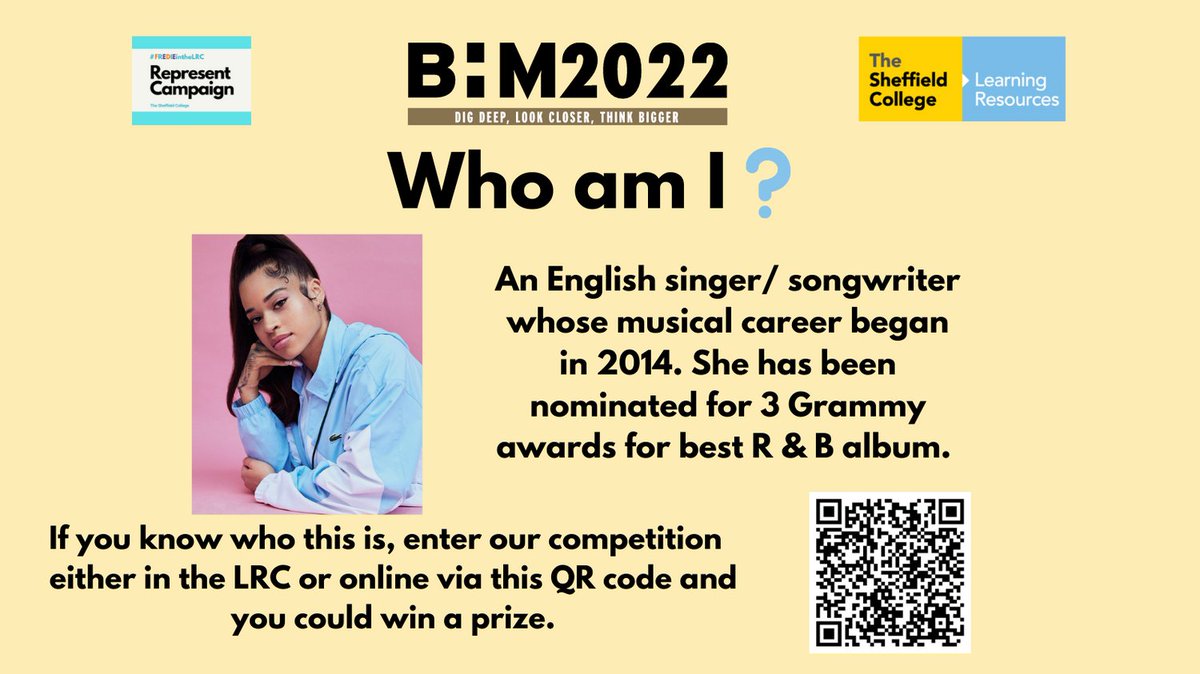 SheffColLib's tweet image. Any ideas who this is? Enter our &apos;who am i&apos; competition for #BlackHistoryMonth either online or in the LRC.