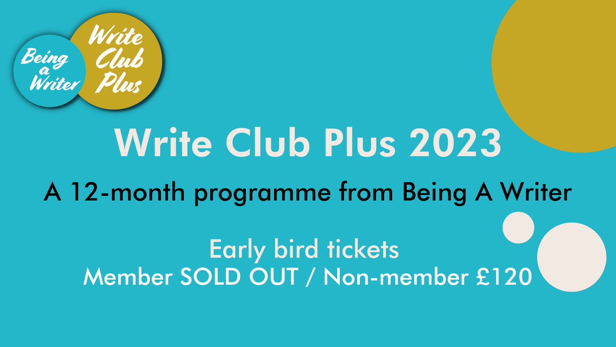 Write Club Plus is back for 2023!✨ Grab an EARLY BIRD ticket before they fly away! Book your place for a whole year of workshops, masterclasses, monthly writing groups, inspirational prompts and much more. Make 2023 your year of writing ✍️ literaryconsultancy.co.uk/event/write-cl…
