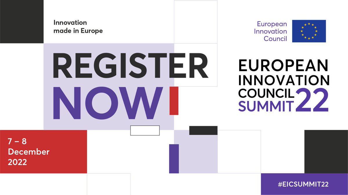 🔜 Join me for the 2nd edition of the #EICSummit22🔄7-8 Dec. 2022. Do not miss this year’s key European deep-tech innovation event, bringing together🤝start-ups, researchers, investors, policy makers & corporates. Innovation made in 🇪🇺! Register today👉 europa.eu/!W9jTWk