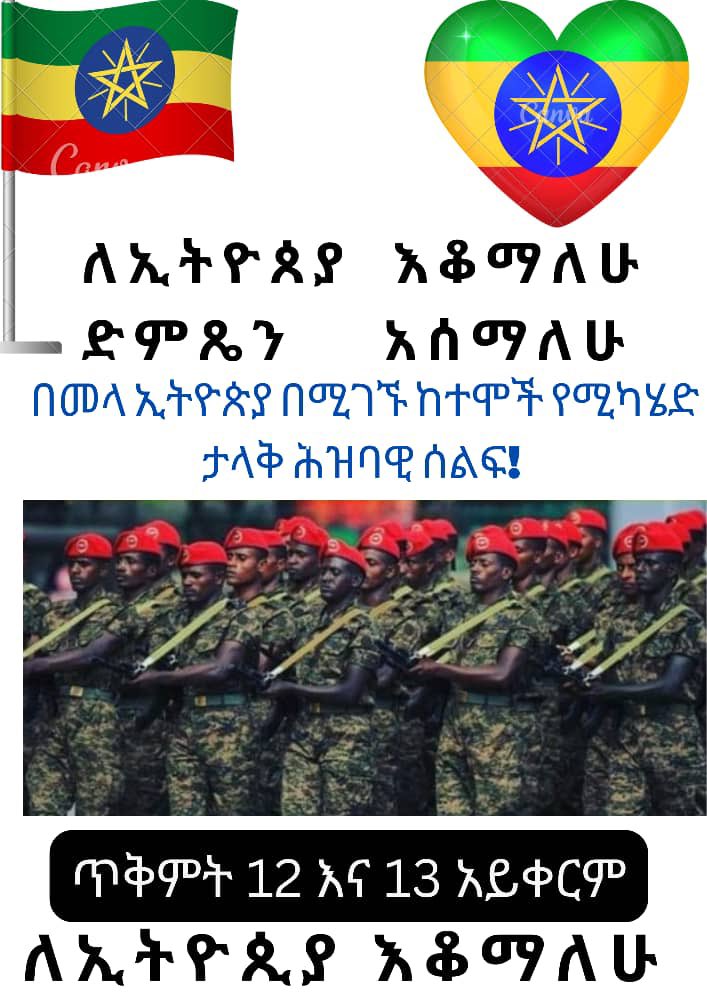 NeaminZeleke's tweet photo. #Ethiopians #SayNoMore #DisarmingTPLF #TPLFisTheCause ለኢትዮጰያ እቆማለሁ፤ ድምጼን አሰማለሁ!
በመላ ኢትዮጵያ በሚገኙ ከተሞች የሚካሄድ ታላቅ ሕዝባዊ ሰልፍ! 
በኢትዮጵያ ሉዓላዊነት ላይ የሚሰነዘር ጥቃትን በጋራ ቆመን ለኢትዮጵያ ድምጻችንን እናሰማለን! https://t.co/sLJLSFBmyH