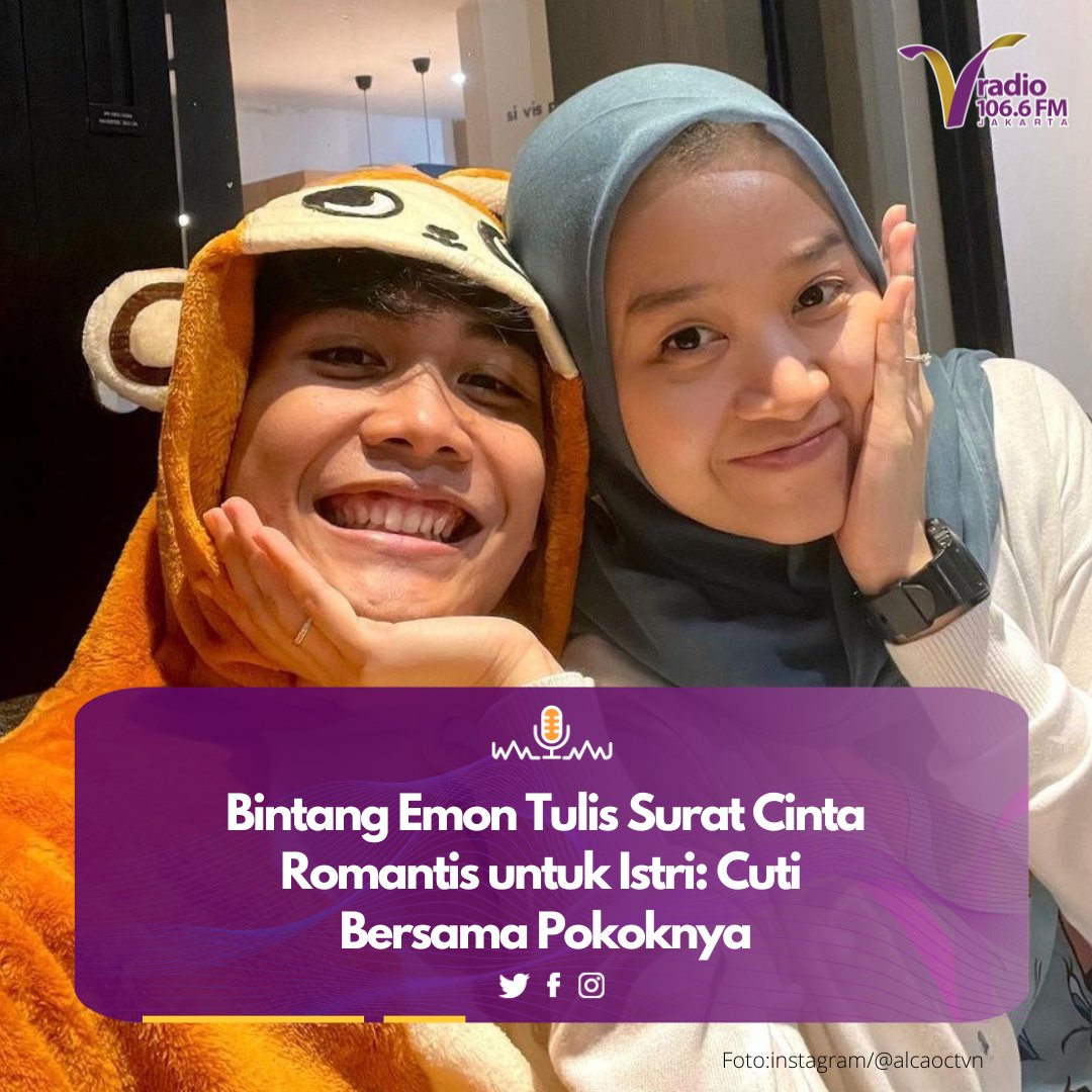 vradiofm's tweet photo. Bintang Emon masih menikmati indahnya menjadi pengantin baru. Dia bahkan punya cara tersendiri untuk membahagiakan sang istri, Alca Octaviani. Salah satu bentuknya dengan lewat secarik surat cinta romantis.
#VRadio #Viral #Trending #Update #Info #BintangEmon #AlcaOctaviani https://t.co/CnrNj26U7y