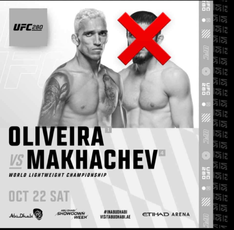 MMA__TIME's tweet photo. #UFC280 🚨 
A 48 H du combat notre plus grosse peur à tous est donc officiel... 😔
Après un sparring un peu trop appuyé avec Hasbulla Islam Makhachev s’est fait les ligaments croisée 😫 https://t.co/WompDRx5Hl