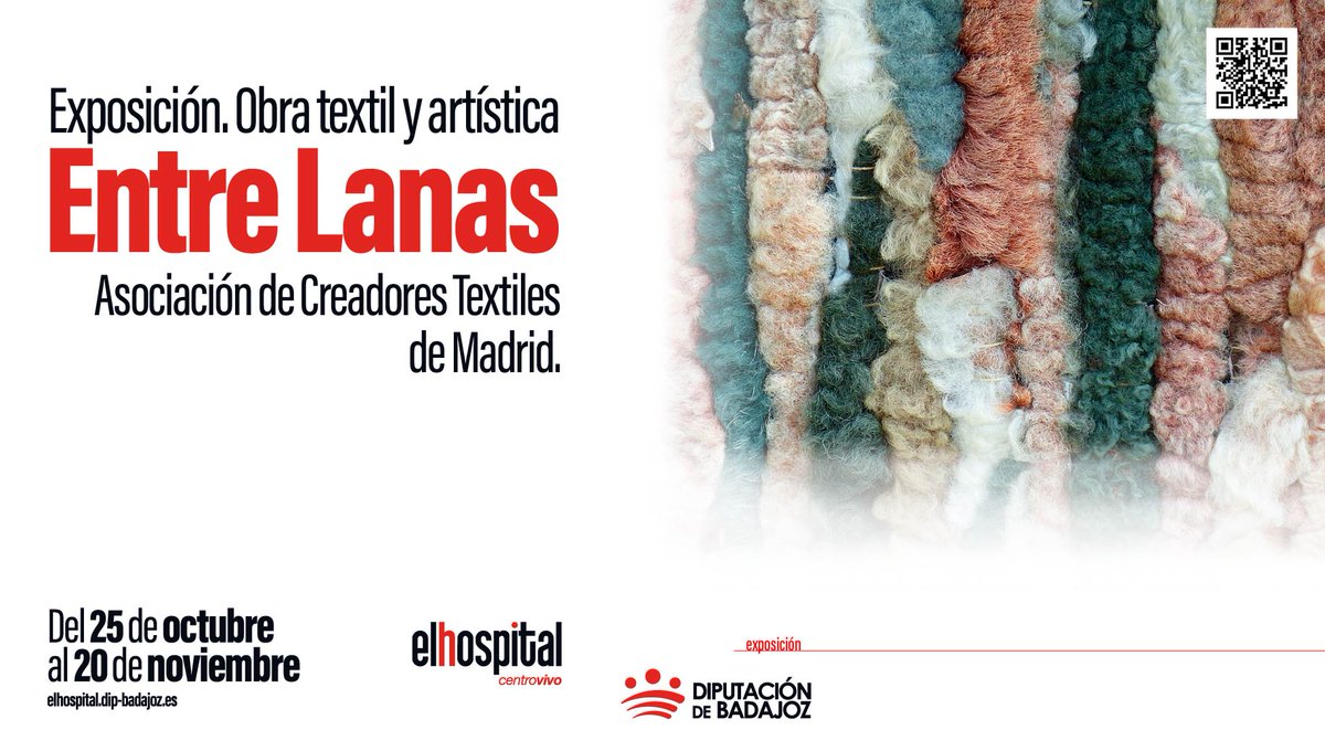 El_Hospital_'s tweet photo. 🧶La Asociación de Creadores Textiles de Madrid presenta su #exposición «Entre Lanas» 🐑🪡🧵en #elhospital, donde nos enseñarán toda una variedad de piezas que muestran la versatilidad de la lana y que no puedes perderte.
📅Del 25 de octubre al 20 de noviembre
#EntreLanas https://t.co/siQWEt2JrV