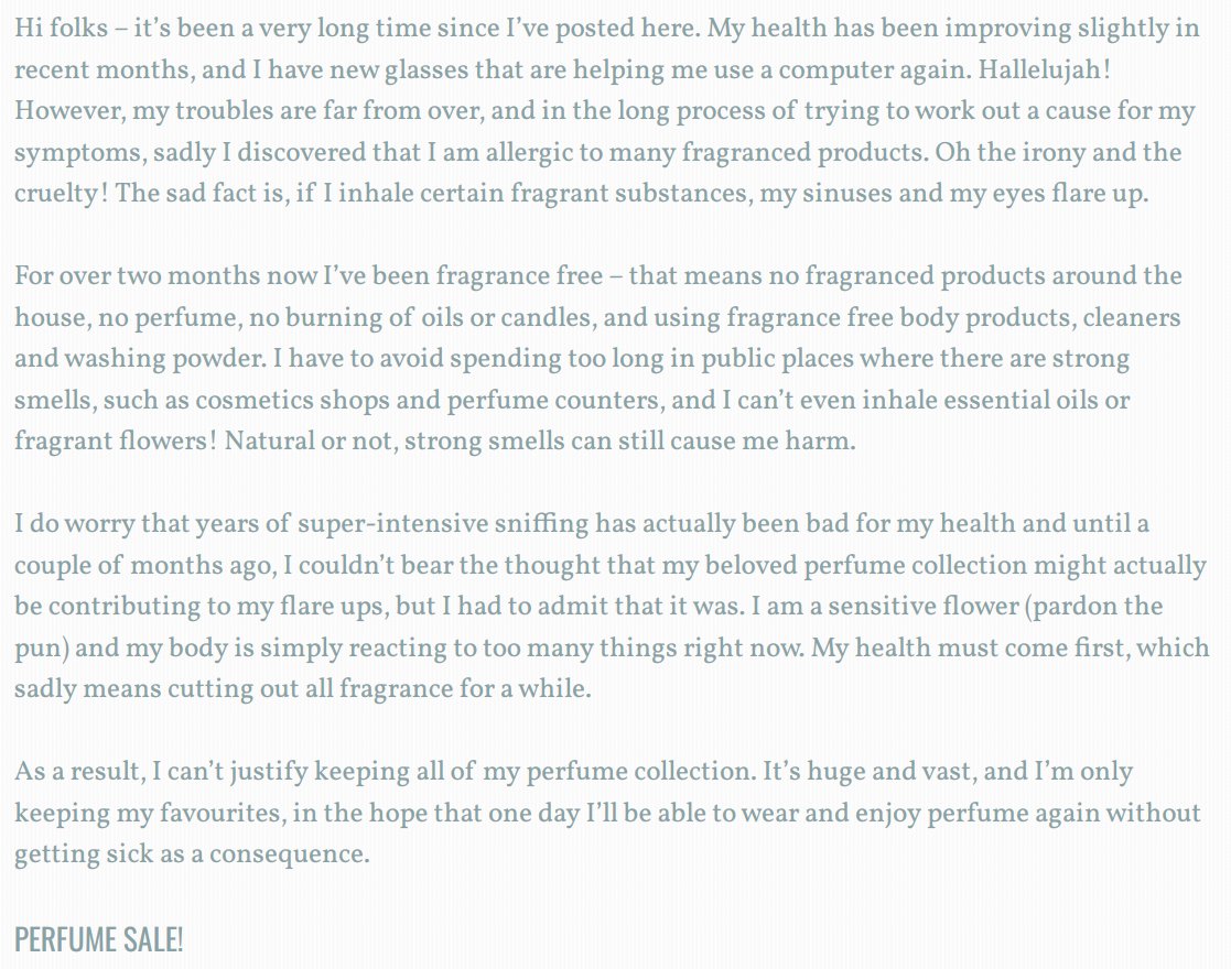 cobalint's tweet photo. I came across a blog about perfumes that has been inactive since 2017. The very last note reads like a tragic short story. https://t.co/oWjwsULMKH