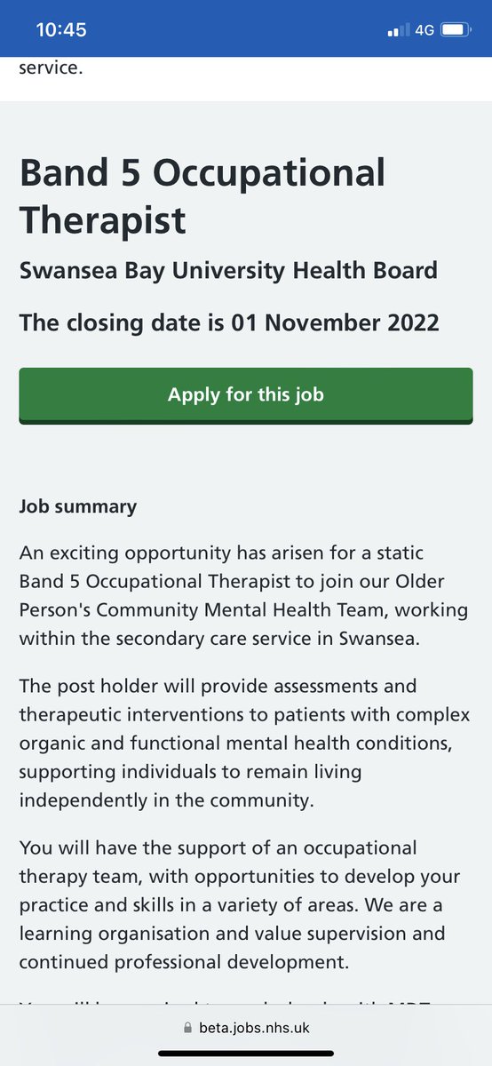 🌟A great opportunity for a Band 5 Occupational Therapist to come and join us within SBUHOT. Come and join a fantastic team within Older Person’s Community Mental Health. Please share. 🌟 beta.jobs.nhs.uk/candidate/joba…