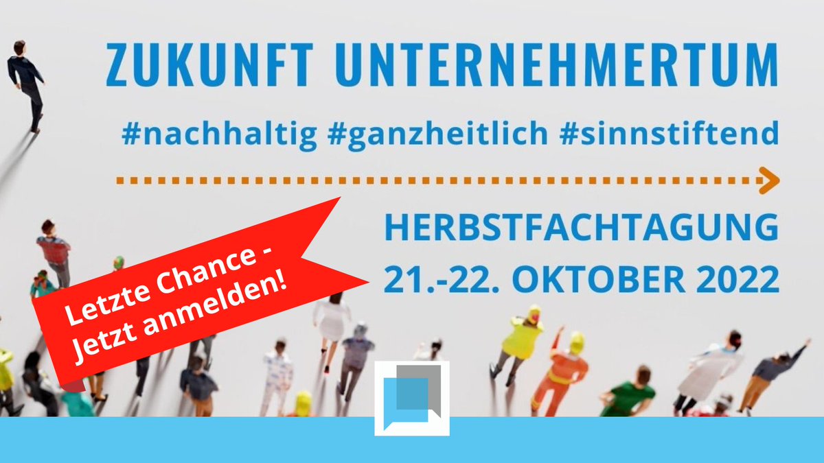 Letzte Chance zur Anmeldung: Unter dem Motto „Zukunft Unternehmertum - #nachhaltig, #ganzheitlich, #sinnstiftend“ laden wir Sie herzlich zu unserer Herbstfachtagung 2022 ein. Hier anmelden tinyurl.com/2f9may3z
#Unternehmen #KMU #Beratung #Mittelstand #events