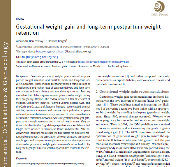 OliviaS48817391's tweet photo. #CEOG #2021Issue3 @CEOGjournal
Welcome to read this interesting paper on CEOG: Gestational #weight gain and long-term postpartum weight retention
Link: https://t.co/VqiIktIQyZ
#GestationalWeight #PostpartumWeight #Complications #RiskFactor #Excessive #Obesity #women #Obstetrics https://t.co/QepZeWa5kG