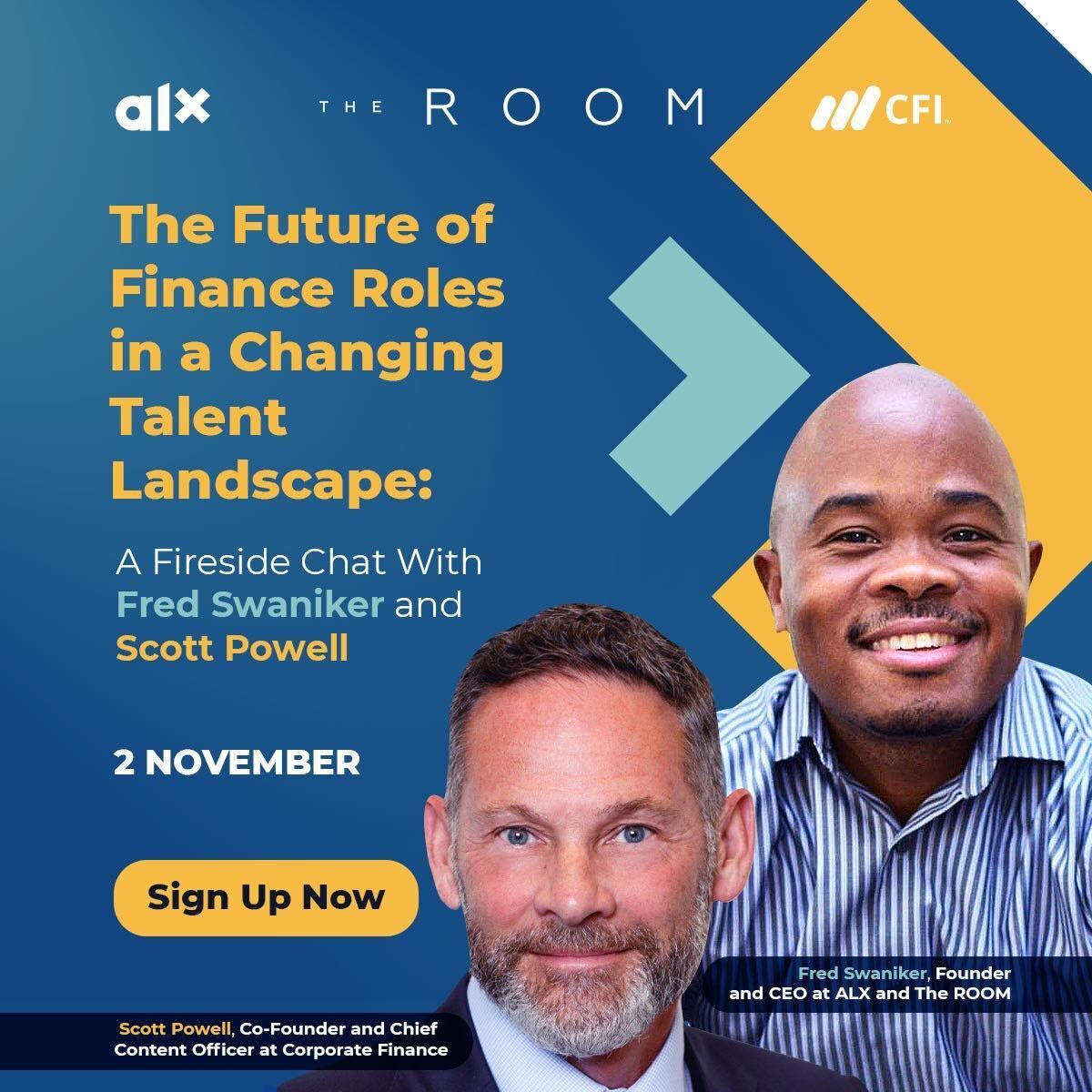TheRoomGlobal's tweet photo. Join @FredSwaniker and @scottgpowell, for a fireside chat to explore how digital transformation is driving the next generation of financial professionals. 

Register to book your place in the event using the website below:

https://t.co/llmgmwlG0D

#alx #cfi #Finance https://t.co/hMveAiH2g5