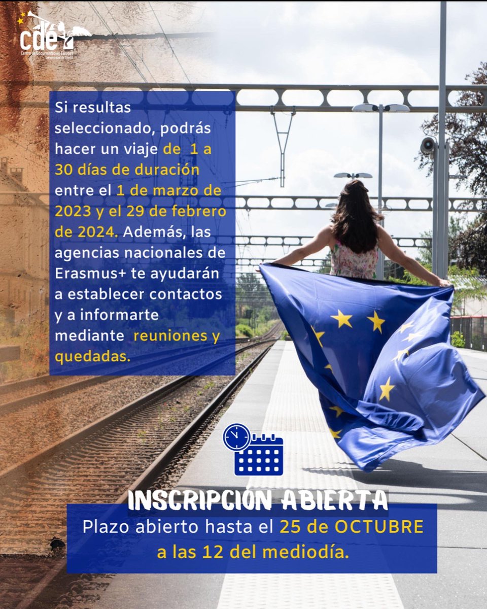 🇪🇺🚊Viaja gratis por Europa con #DiscoverEU

￼👤 Si tienes 18 años y resides en uno de los Estados miembros de la UE podrás descubrir Europa en tren gratis.

⏬ Desde CDE Sevilla, hemos elaborado esta guía con las preguntas que nos soléis hacer.