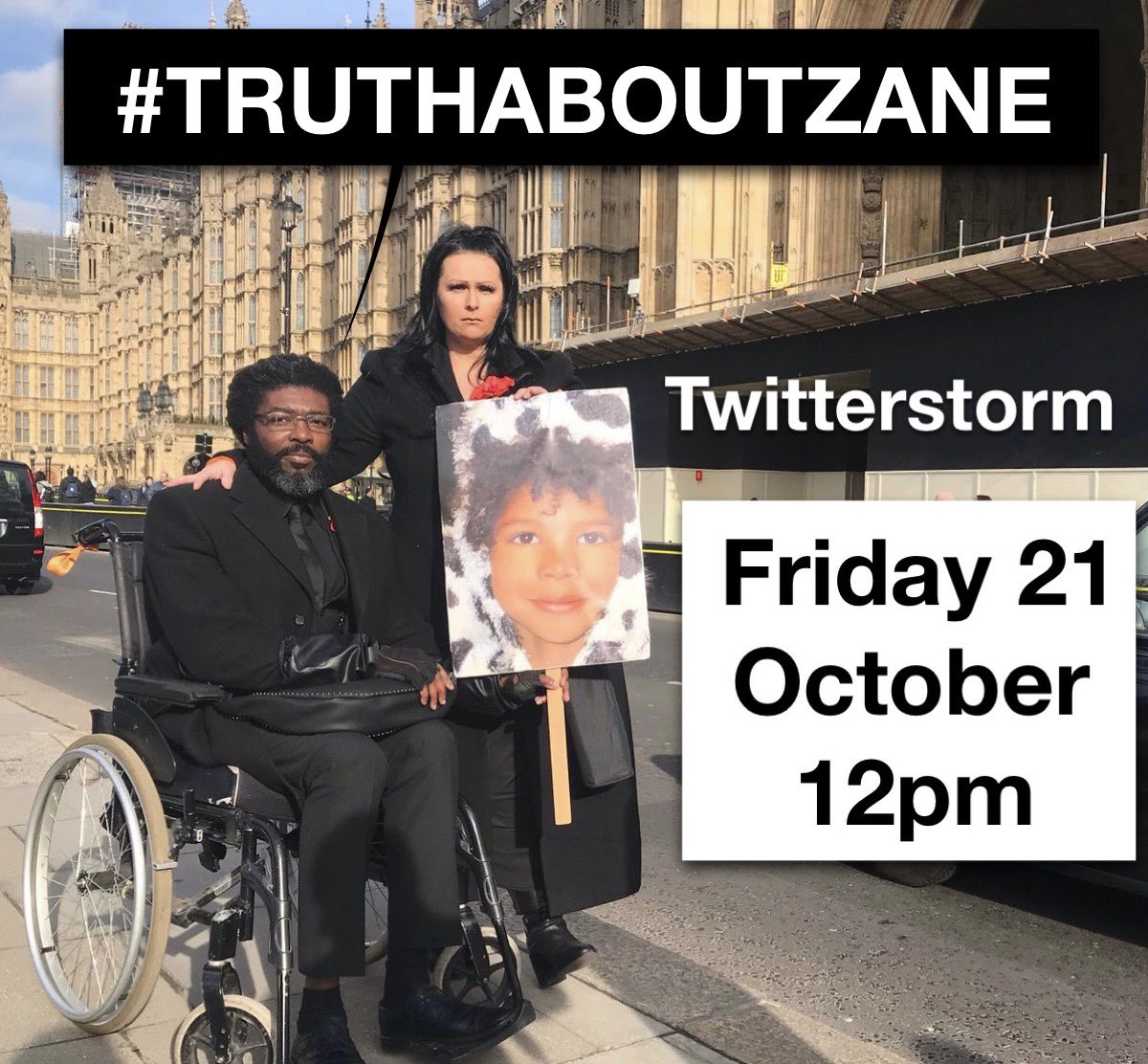 PaulSurreySP's tweet photo. Please remember. If you can’t be there in person tomorrow you can join the Twitterstorm. Tweet your support using the hashtag #TRUTHABOUTZANE at 12pm tomorrow, Friday 21st October. You can also change your profile pic on the day. https://t.co/GNqc6bTsyO