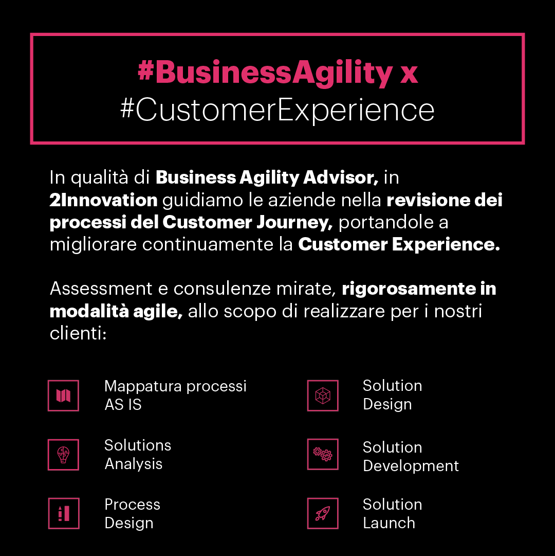 2INNOVATION_CX's tweet photo. ⬛️ Quando parliamo di #BusinessAgility, cosa intendiamo?

👉 Sfoglia il #carosello @2INNOVATION_CX per scoprire l’#identikit dell’approccio #Agile e vedere come lo applichiamo concretamente nella nostra attività di #consulenza!

ℹ️ Per maggiori info: https://t.co/kcFWqRhOJp https://t.co/C3h8Q0cj1j