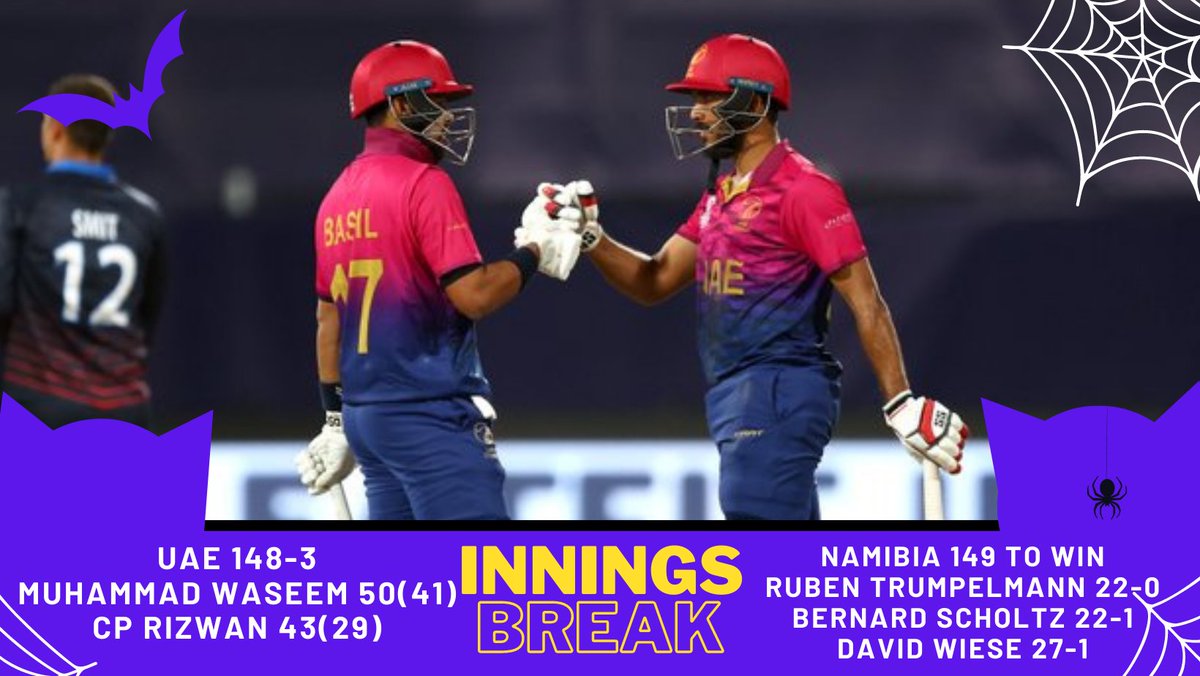 RAYYANKASHIF9's tweet photo. NAMIBIA 51 RUNS IN LAST FIVE OVERS
 #NAMvUAE #ICCT20WorldCup2022 #CricketTwitter #T20WorldCup https://t.co/5ppOuQAT1Y