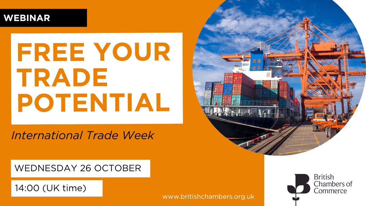 It's nearly @tradegovuk - #InternationalTradeWeek! Have you registered for our FREE webinar next week - Wednesday 26 October, where we'll discuss all the latest hot trade topics? Don't miss out on our tips and tricks! Register now 👉ow.ly/QRca50Lam7o