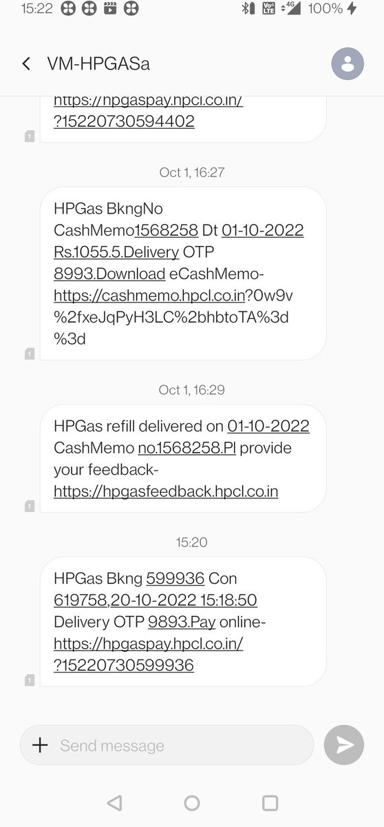 iSamraj's tweet photo. @HPCL Hi, I've not taken gas connection from HP but some body have used my number and taken. I'm getting SMS. I've DM'ed my mobile num. 

I've also reached to the gas agency on this but they told to send a SMS UNREG to 9964023456 but that too didn't worked out. https://t.co/UrpbrqT4A6