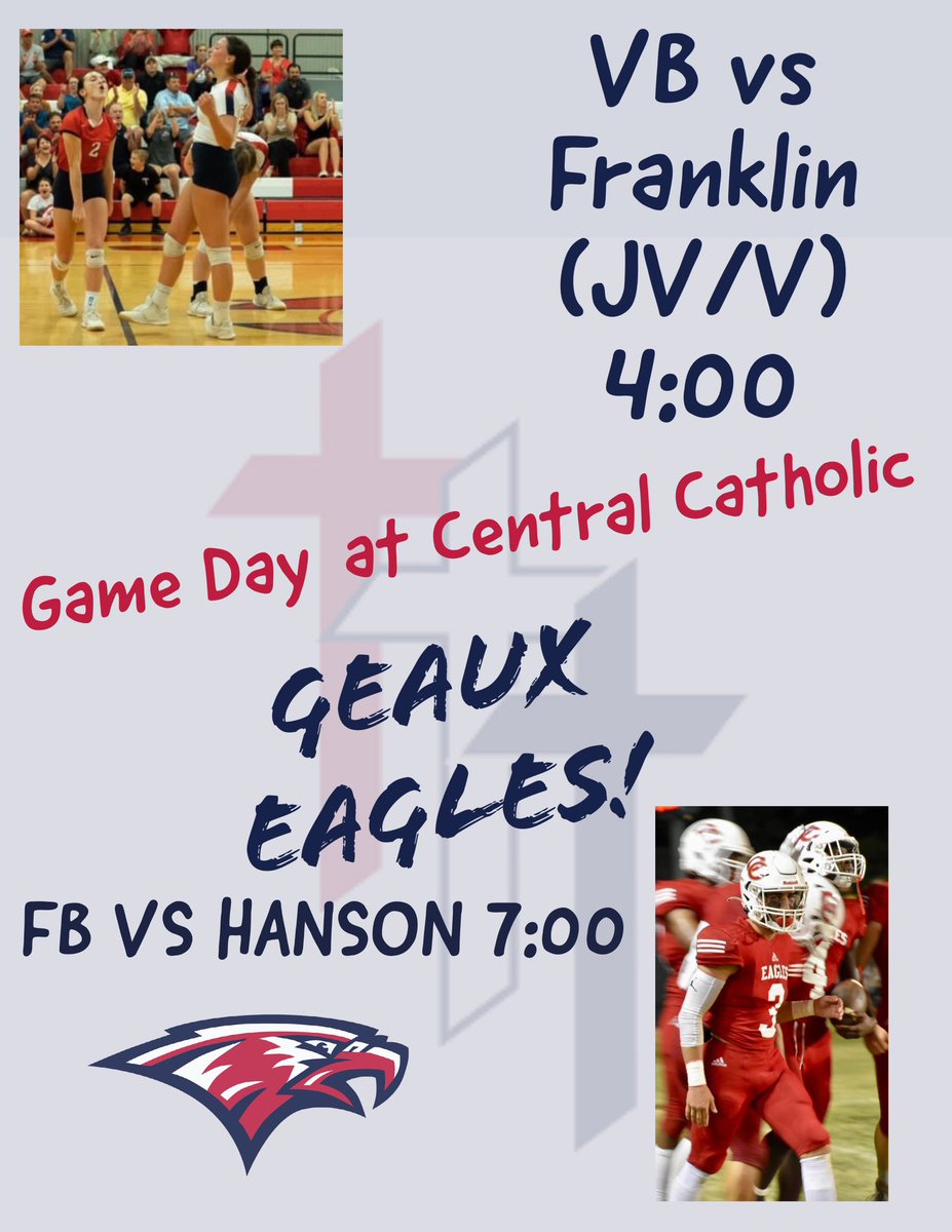 cchseaglesmc's tweet photo. Big day today!  Our Volleyball team has a chance to become outright district champs and our Football team can keep their hopes of a district championship alive!!  #WeAreCC https://t.co/xhMZntSnpJ