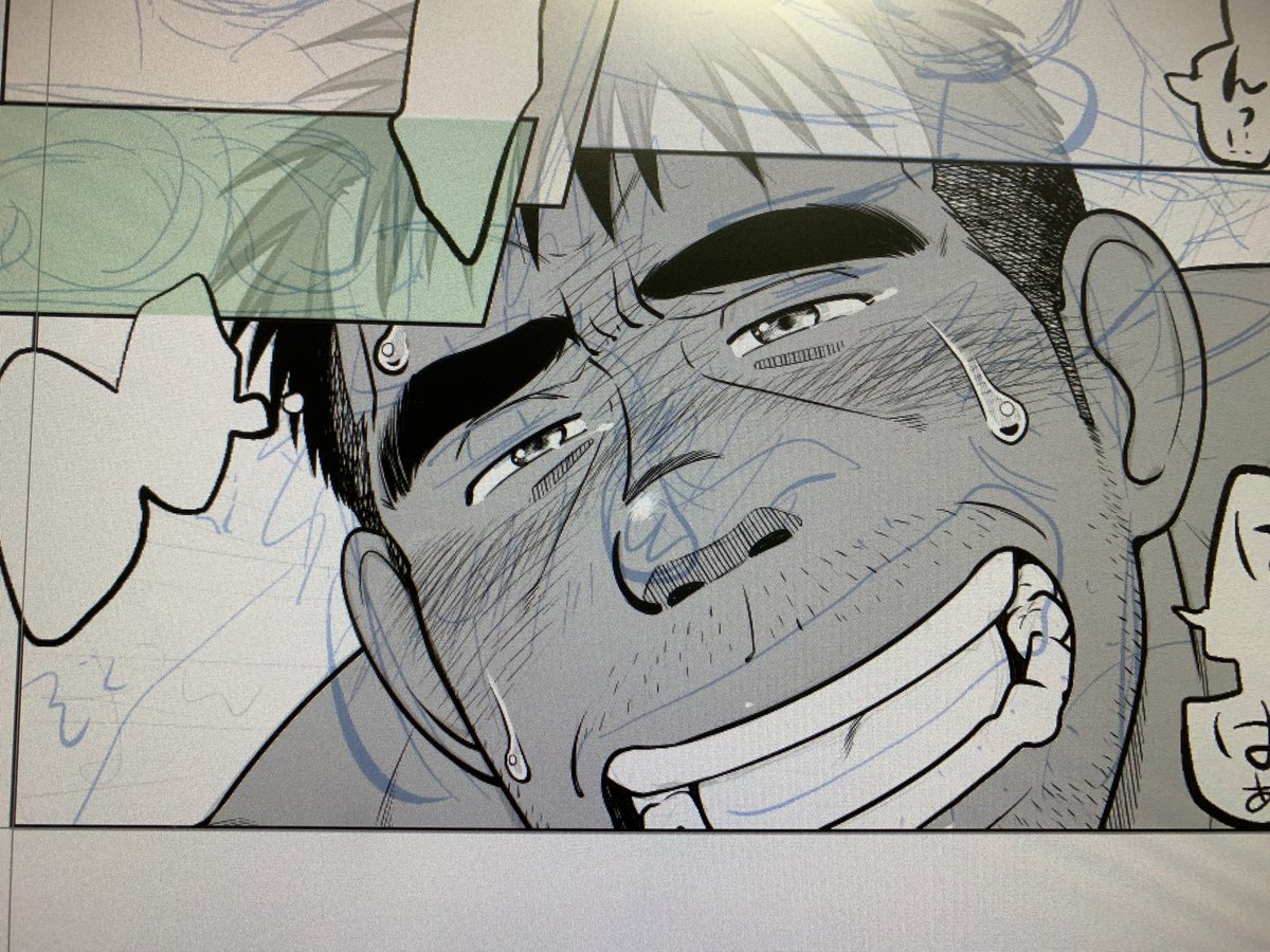 また改めてFANBOXの近況報告にネームレイヤーを消した画像を載せるけど、今描いてるおじさんはこんな感じですよ。 