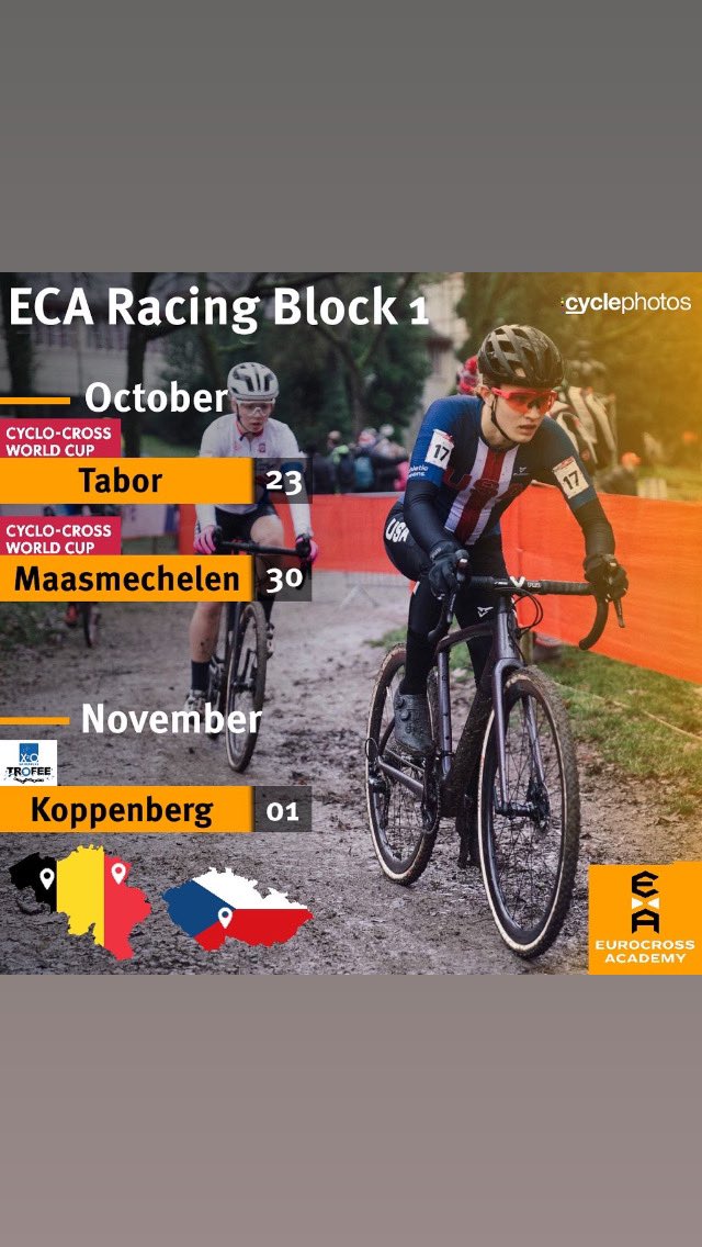 CrossSportif's tweet photo. ECA October Block underway. 
5 WJRs
5 MJRs 
10 staff. 
3 race opportunities. 
1 team. 

Huge thanks to:
@vergesport @cyclocrosss @velonews @toelen_wouter 
Solar Montana
DC Cycling Support

And extra special thanks for collaboration &amp; operational support: 
@usacycling
#USACX https://t.co/t7vpNMxNlA