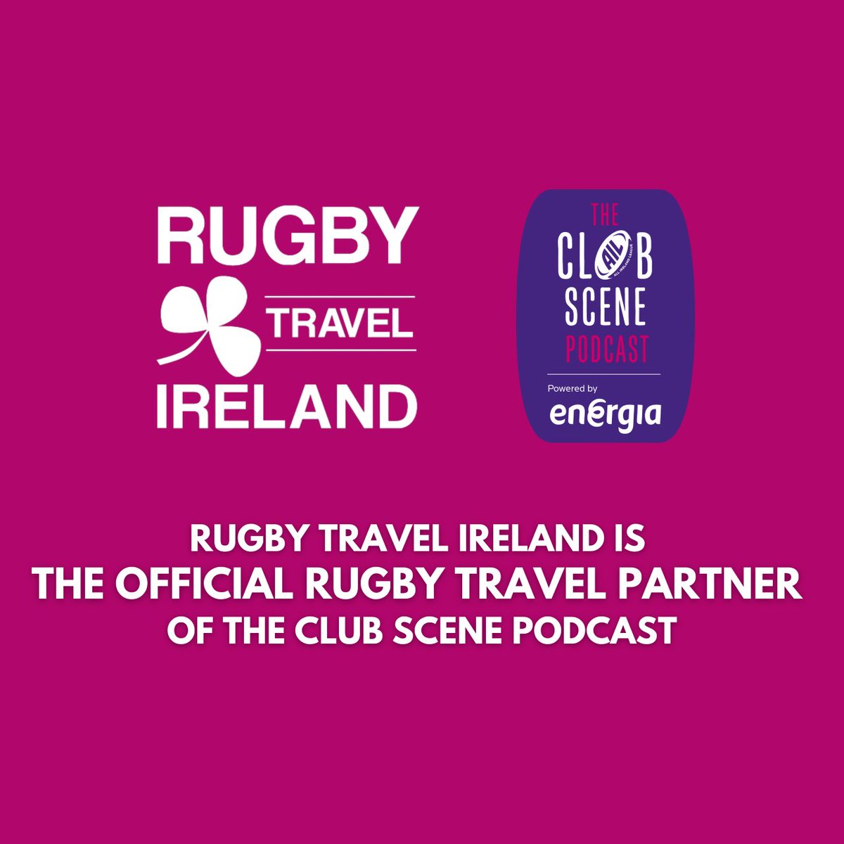 rugbytravelirl's tweet photo. We are delighted to announce a new partnership with @theclubscenepod 🤝

The Club Scene Podcast is an #EnergiaAIL podcast for club rugby supporters. Make sure to tune in! 🎙💖

#RugbyTravelIreland #RugbyWorldCup #TeamTours https://t.co/fy8jq4E1Ag