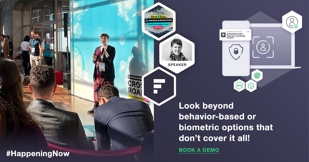 _futurae's tweet photo. #FinTech at crossroads? Catching up with new #authentication solutions?
Behavior-based or #biometric options are not enough. What to do instead?

☝️@s_A_N_d_r_a___, CEO now sharing insight at #FFT22 🧩💡
👉Interested in a consultation? Talk to our experts: https://t.co/jB0bLz0BMr https://t.co/a25o8FntrL