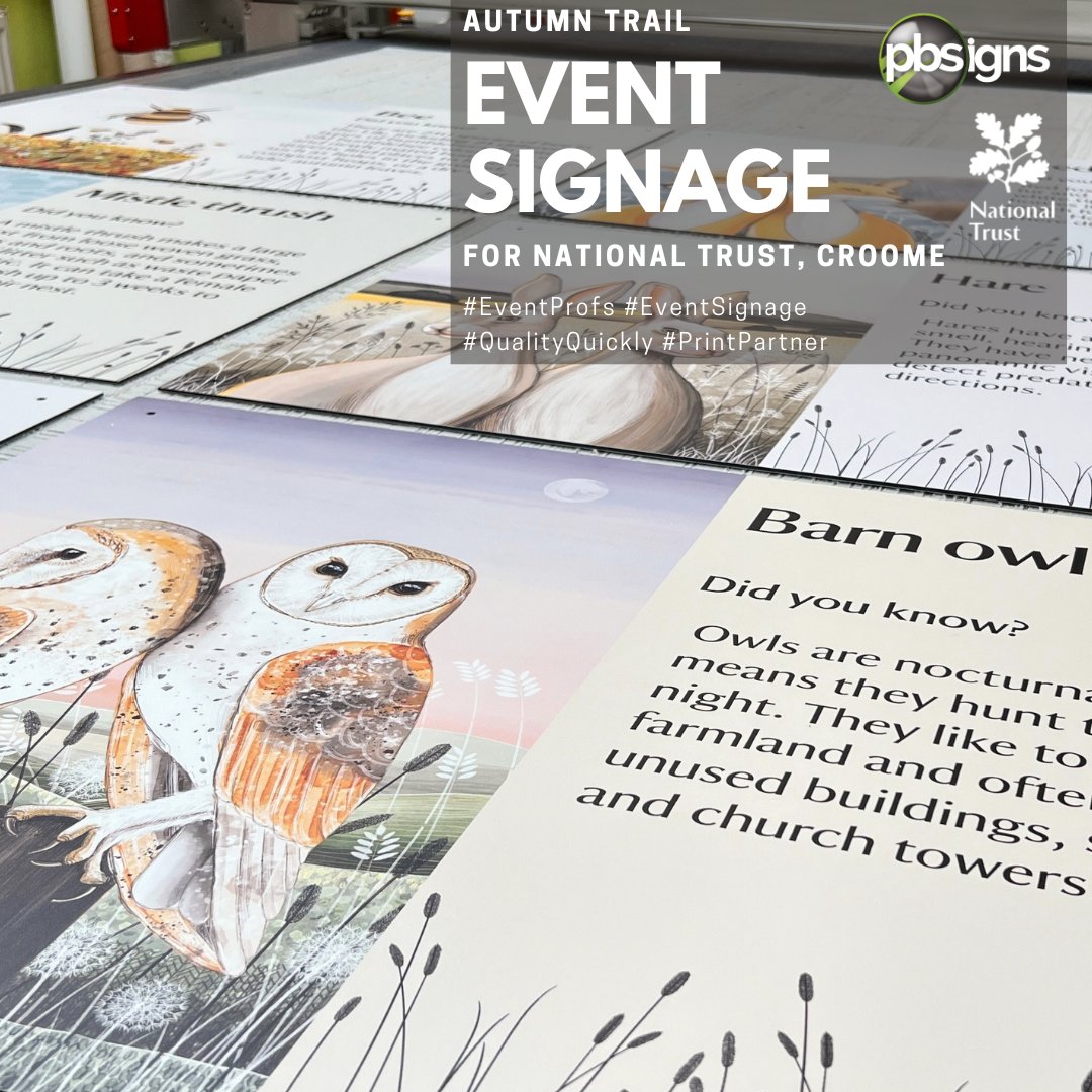 pb_signs's tweet photo. Event Signage for the Children's Autumn Trail at @NTCroome this half term ๐๐
#eventprofs #eventsignage #outdoorsigns #qualityquickly #printpartner https://t.co/EjmU2cPn7V