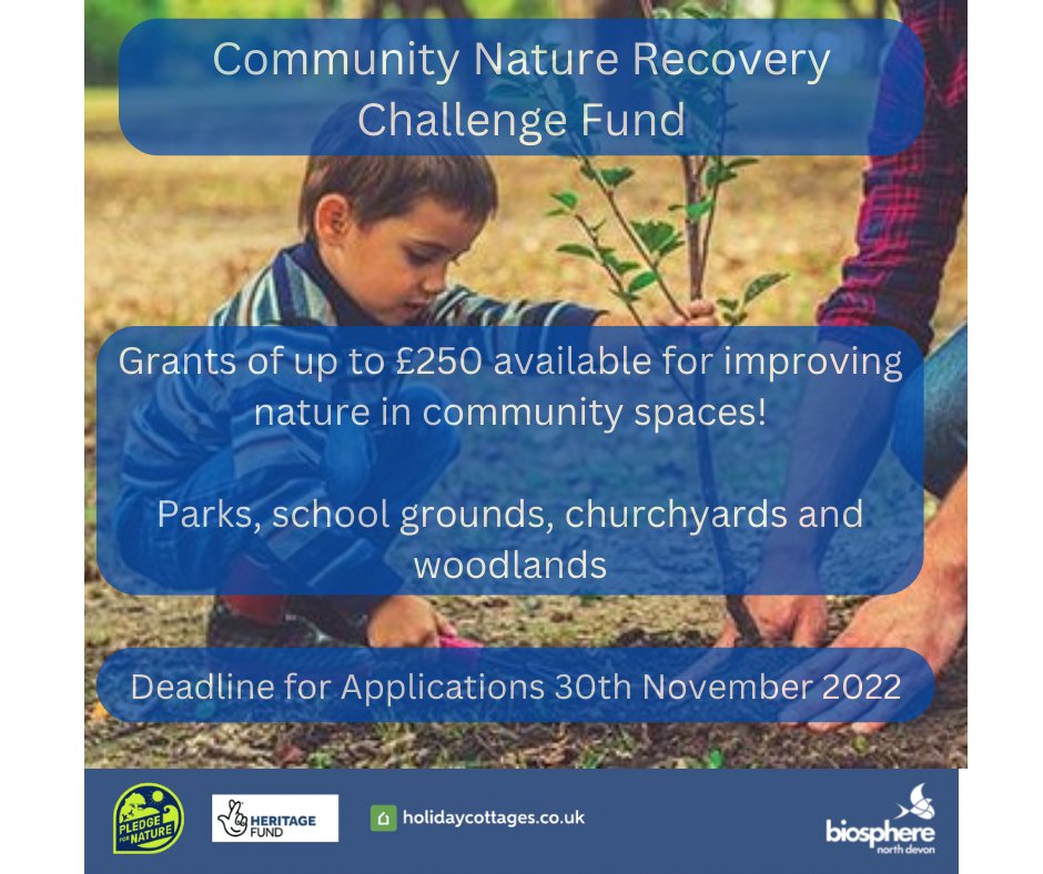 Can your community space make space for nature?
Our Community Nature Recovery Challenge Fund is open for applications! For more information and to download an application form>>> 
biosphere.org.uk/seasonal.../ma…
#PledgeForNature#TogetherForOurBiosphere#TogetherForOurPlanet