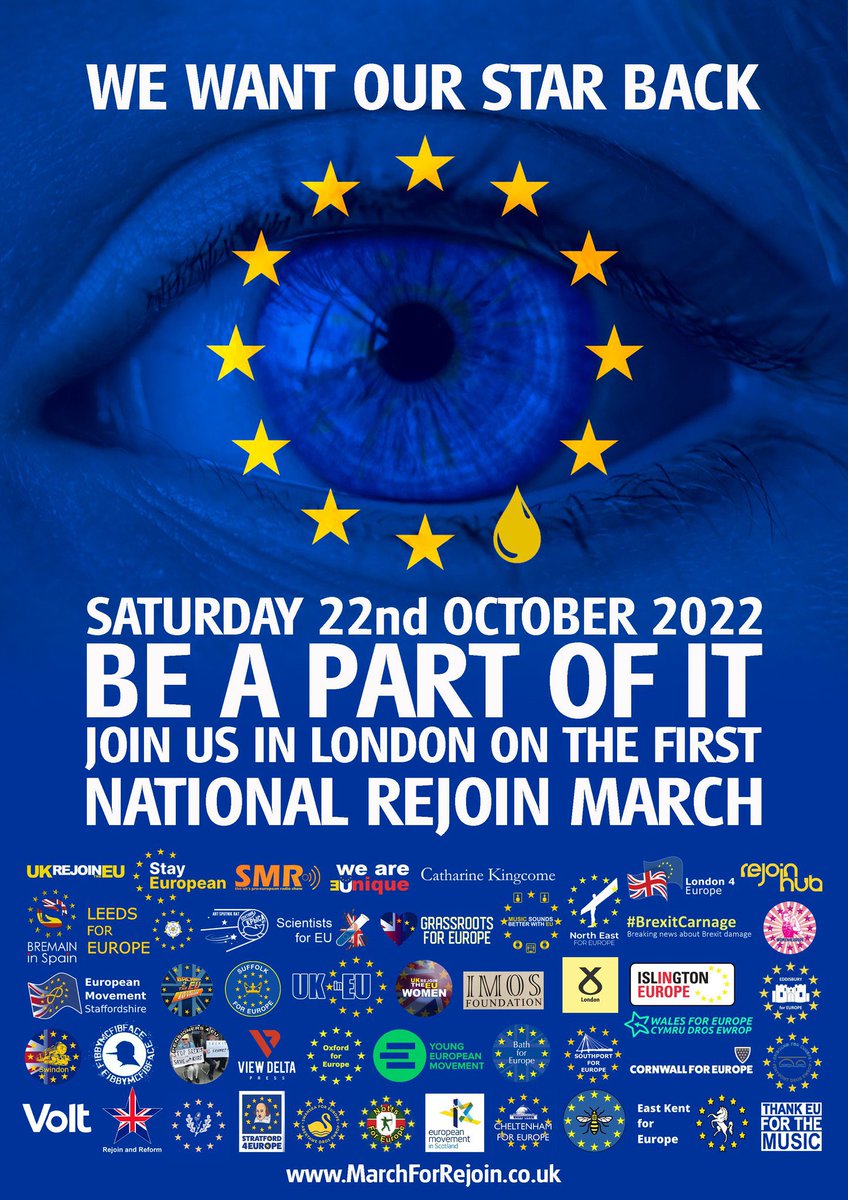 Another unelected Tory prime minister won't fix Britain's broken economy.

This all started with Brexit. The only way to end it is to Rejoin the EU.

Be there: 12noon Saturday, Park Lane, London.

<a href="/StayEuropean/">Stay European #RejoinEU 🇪🇺 #FBPE</a> <a href="/MarchForRejoin/">National Rejoin March</a>