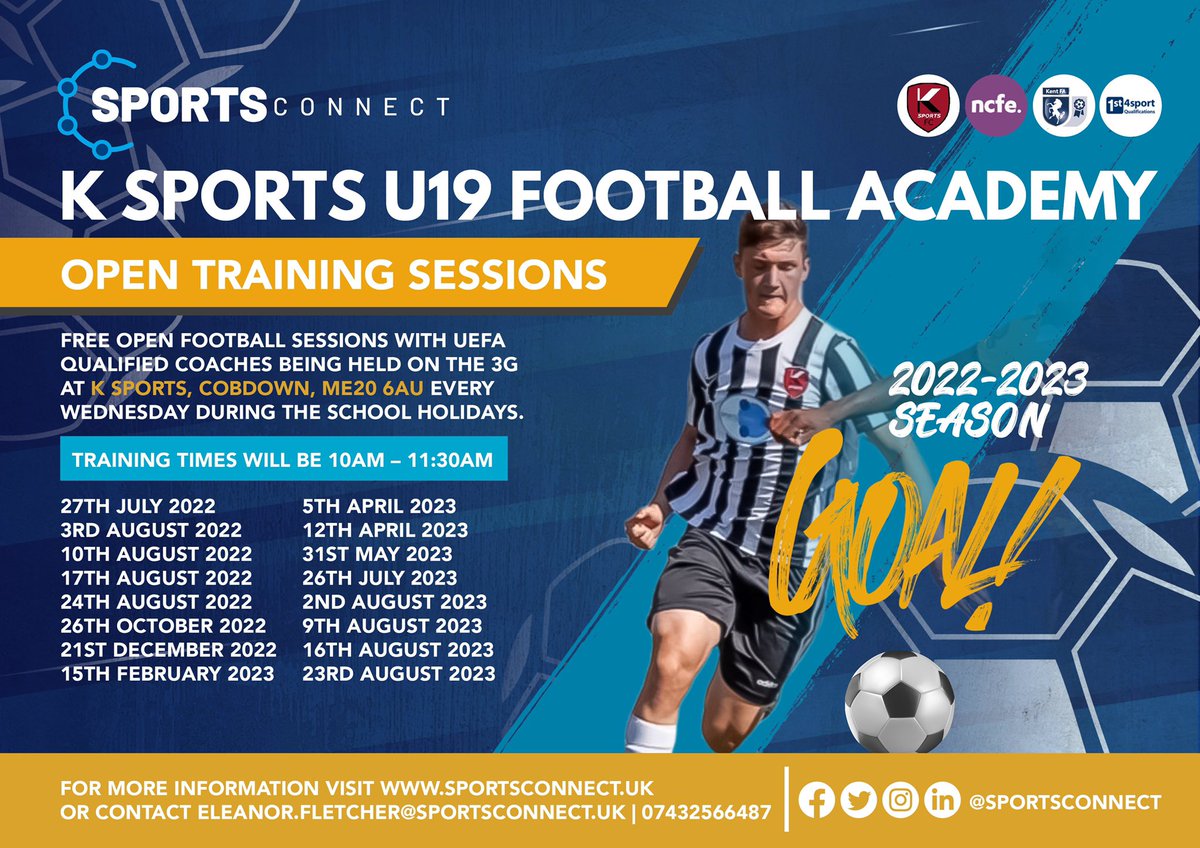 For year 11s interested in a post 16 pathway in sport with @_SportsConnect . Please see the posters below of our FREE open sessions running this October Half term. For further information visit: sportsconnect.uk