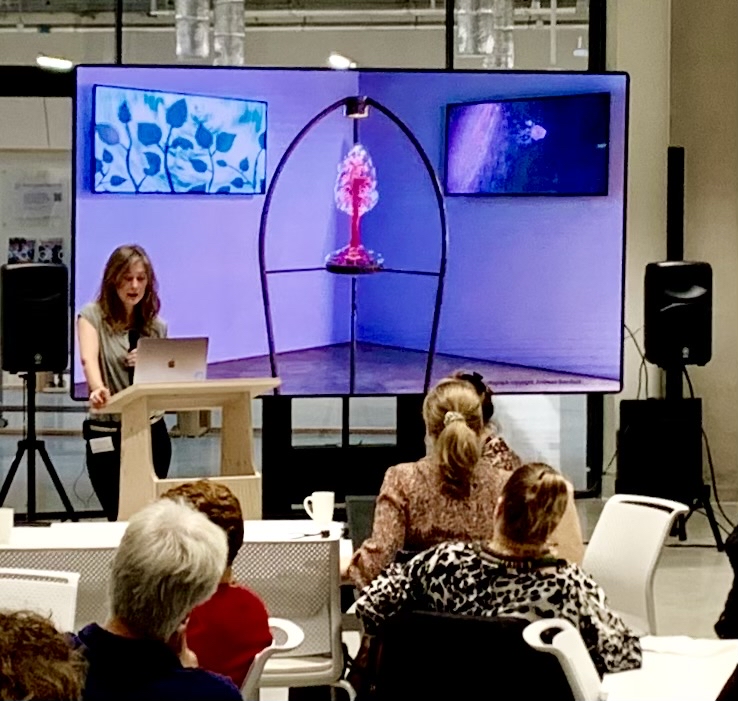STEAMhouseUK's tweet photo. Another rare treat for delegates at #STEAMconf22 this morning as we enjoy a presentation from the amazing @katausten.
Her dazzling art, passionate environmental consciousness and application of interdisciplinary practice are an utterly compelling mix. https://t.co/lKDuFbJoNJ