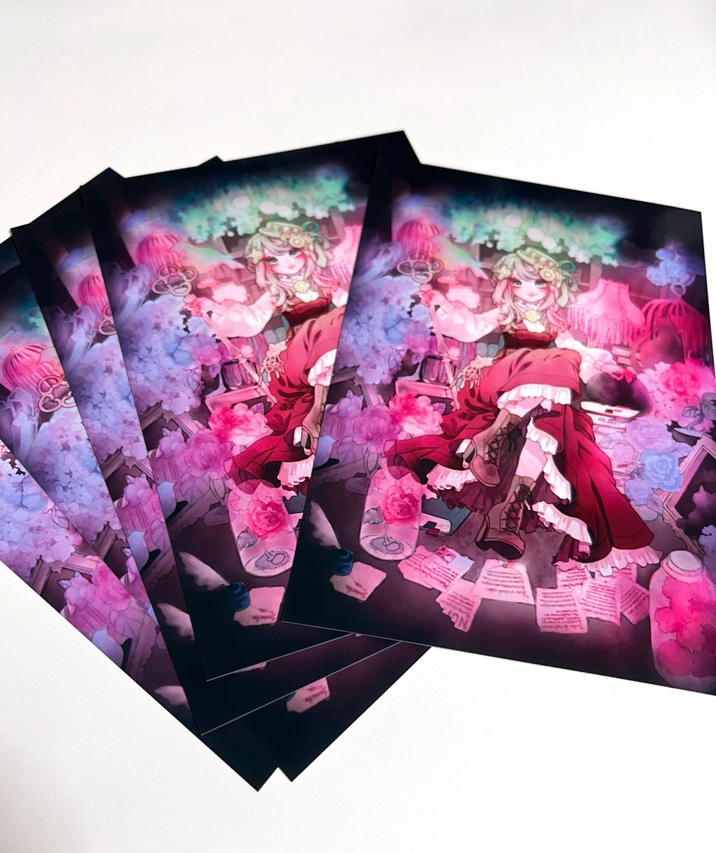 「ARTsLABo様の「鍵と魔法展」に出品しますポストカードが出来上がりましためち」|中山 初夏@お洋服とお絵描きのイラスト