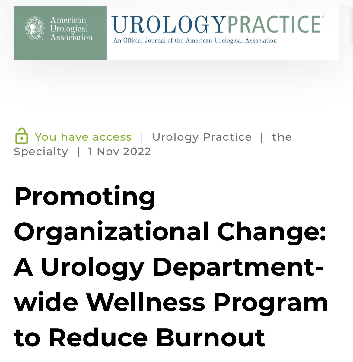 Excited to see this published in @UrologyPractice: our #wellness program and survival strategy during #COVID. Great job @EzraMargolin and @ChicoKosber! #leadership @JamesJmm23 @CBAnderson2014 @SmigsM auajournals.org/eprint/VDEHKIK…