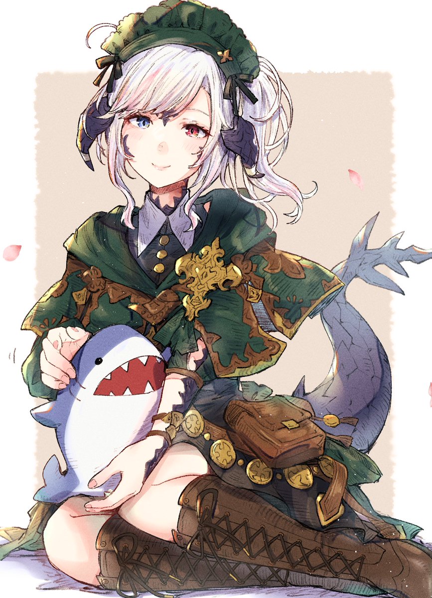 FF14「アウラちゃんとサメ#アウラ #FF14art #FF14イラスト #FF14 」|たばやんのイラスト