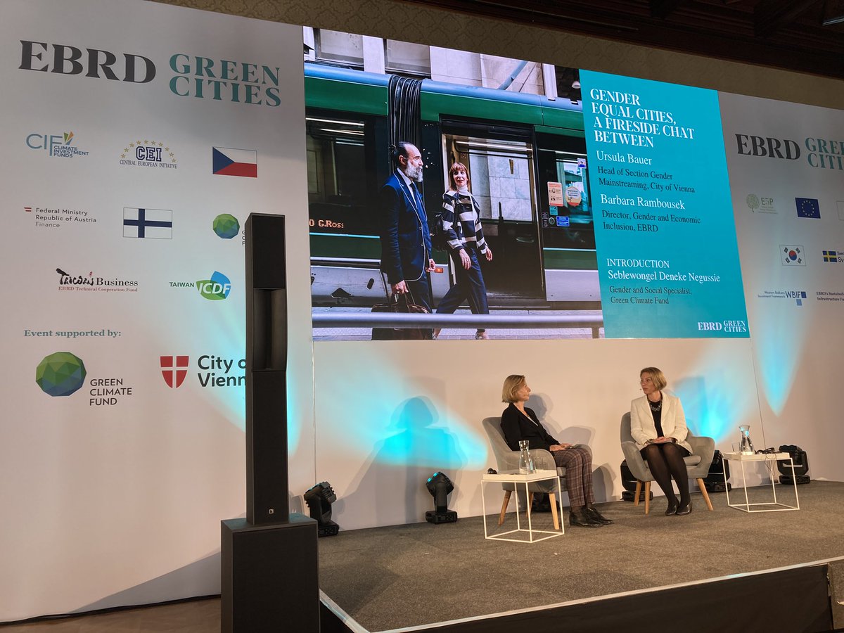 In its #green Cities Programme, @EBRD is now mainstreaming #gender from safe transportation, inclusive procurement, green skills for women, and many other examples across our regions, @BarbaraRambouse Ursula Bauer #vienna @EBRDgender @EBRDgreen @theGCF