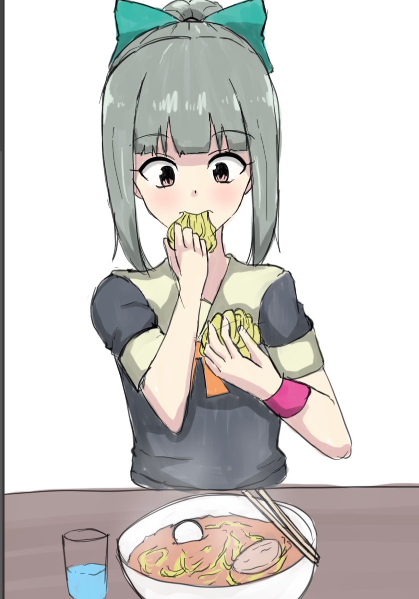 夕張(艦これ) 「ラーメンを素手で食べる夕張まさかラーメンを食べるAI絵を参考にするとは思わなかっ」|ベルクート@艦これ絵描きのイラスト