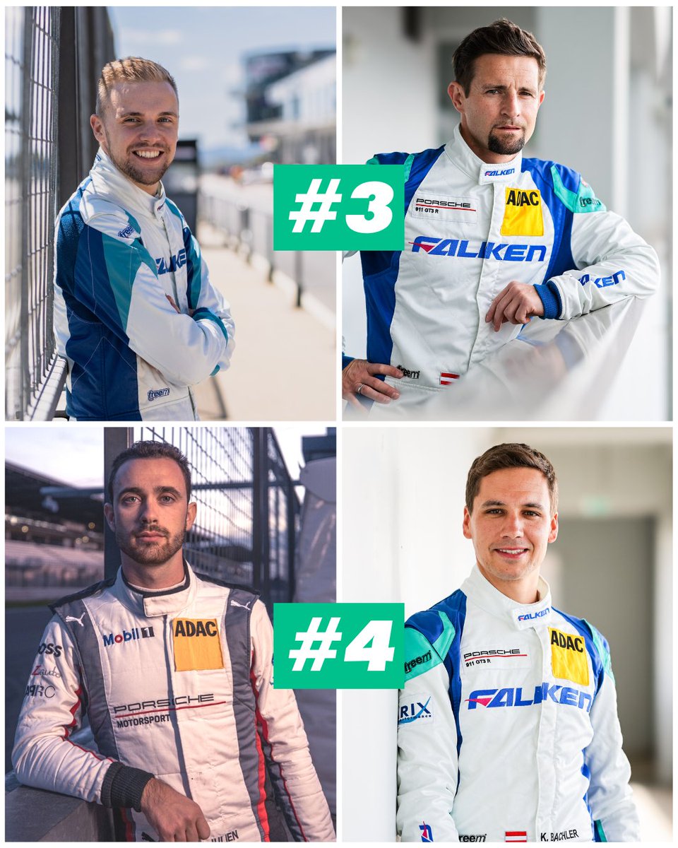 Here is our driver line-up for this weekend’s four-hour NLS race: @mragginger and @heinemann_tim will drive our #3 Porsche, while @klausbachler and @JAndlauer will share the new #4 Porsche 911 GT3 R GEN 992. #FalkenMotorsports #NLS8 @PorscheNewsroom