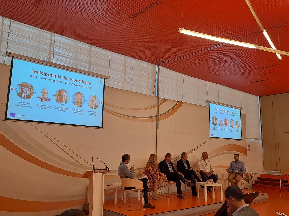 #Valuewastefinalevent presents Panel 3 "Technologies for #urbanbiowaste upcycling"
Thank you Juan Cortés Wim Moerman Muchael Jensen Runar Asly Caterina Coll for sharing your expertise with us! <a href="/entomoai/">Entomo AgroIndustrial</a>
<a href="/nuresys/">Nuresys</a>
<a href="/CETENMA/">CETENMA</a>
<a href="/ekobalans/">Ekobalans</a>
#bioeconomy #wastemanagement #EUcities