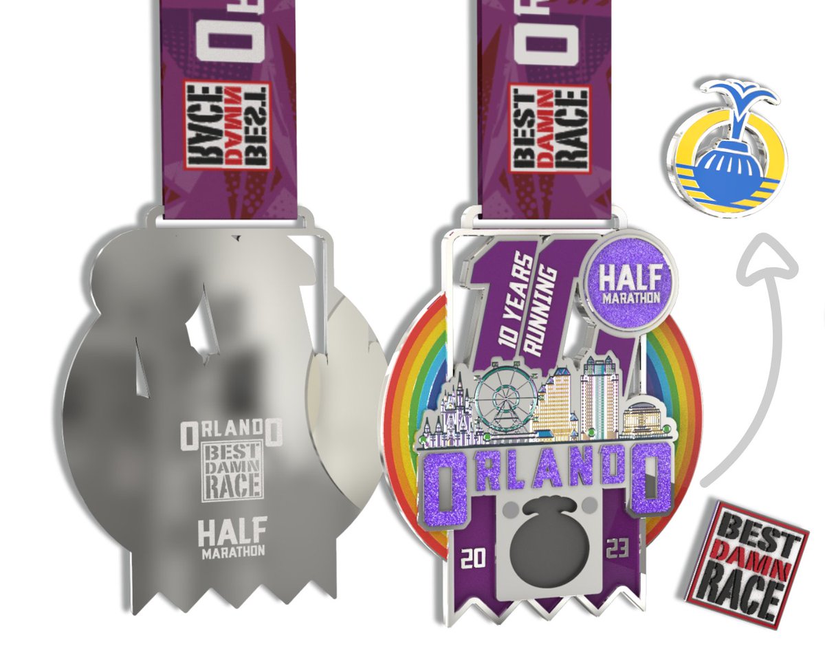 BestDamnRace's tweet photo. …we can’t look away! 👀 Your 2023 BDR ORLANDO MEDALS! Check out that bling! ✨Join us for the 5K, 10K, Half Marathon & Double Challenge on Sat, March 4, 2023. And peep the charm on the Half Marathon medal! https://t.co/MGsbn6VfXX
#bestdamnrace #BDR #bdrorlando #runbdr #runchat https://t.co/mk1ty3asP6
